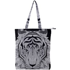 Tiger Head Double Zip Up Tote Bag by Ket1n9