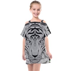 Tiger Head Kids  One Piece Chiffon Dress by Ket1n9