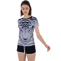 Tiger Head Back Circle Cutout Sports T-shirt by Ket1n9