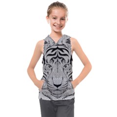 Tiger Head Kids  Sleeveless Hoodie by Ket1n9