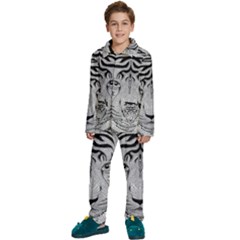 Tiger Head Kids  Long Sleeve Velvet Pajamas Set