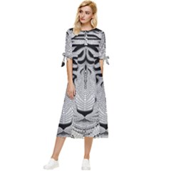 Tiger Head Bow Sleeve Chiffon Midi Dress by Ket1n9