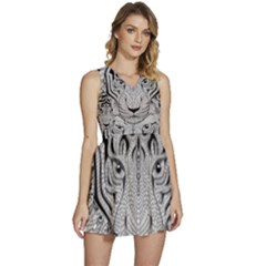 Tiger Head Sleeveless High Waist Mini Dress by Ket1n9