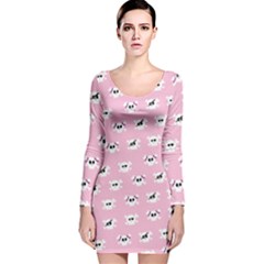 Girly Girlie Punk Skull Long Sleeve Velvet Bodycon Dress by Ket1n9