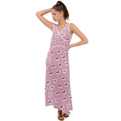 Girly Girlie Punk Skull V-neck Chiffon Maxi Dress by Ket1n9