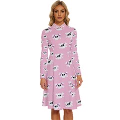 Girly Girlie Punk Skull Long Sleeve Shirt Collar A-line Dress by Ket1n9