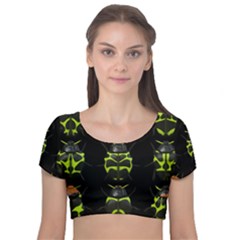 Beetles-insects-bugs- Velvet Short Sleeve Crop Top  by Ket1n9