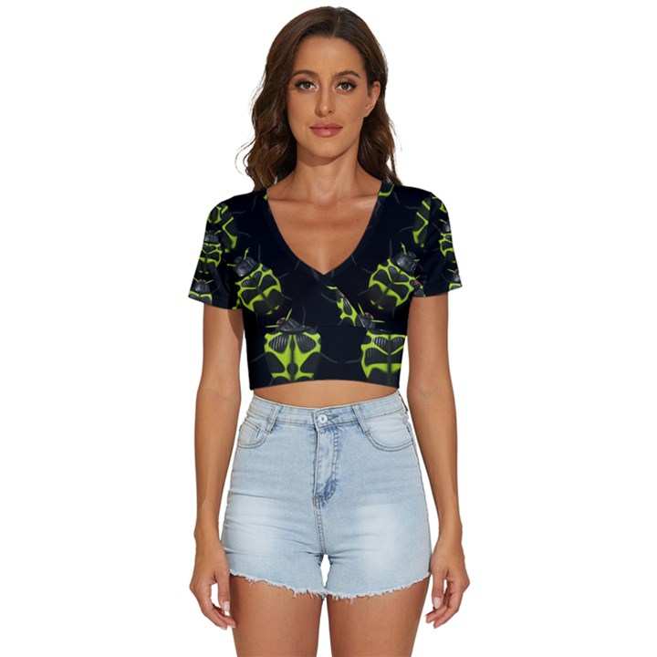 Beetles-insects-bugs- V-Neck Crop Top