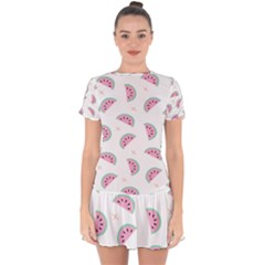 Watermelon Wallpapers  Creative Illustration And Patterns Drop Hem Mini Chiffon Dress by Ket1n9