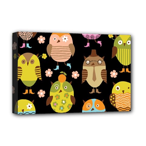 Cute Owls Pattern Deluxe Canvas 18  X 12  (stretched) by Ket1n9