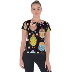 Cute Owls Pattern Short Sleeve Sports Top  by Ket1n9