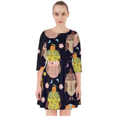 Cute Owls Pattern Smock Dress by Ket1n9