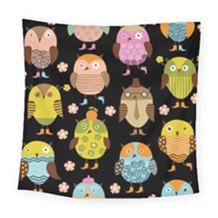 Cute Owls Pattern Square Tapestry (large) by Ket1n9