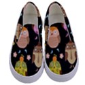 Cute Owls Pattern Kids  Canvas Slip Ons View1