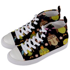 Cute Owls Pattern Women s Mid-top Canvas Sneakers by Ket1n9