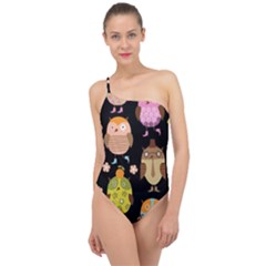 Cute Owls Pattern Classic One Shoulder Swimsuit by Ket1n9