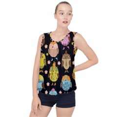 Cute Owls Pattern Bubble Hem Chiffon Tank Top by Ket1n9