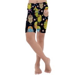 Cute Owls Pattern Kids  Lightweight Velour Cropped Yoga Leggings by Ket1n9