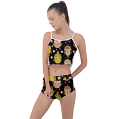 Cute Owls Pattern Summer Cropped Co-ord Set by Ket1n9