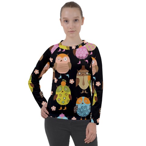 Cute Owls Pattern Women s Long Sleeve Raglan T-shirt by Ket1n9