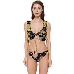 Cute Owls Pattern Low Cut Ruffle Edge Bikini Set by Ket1n9