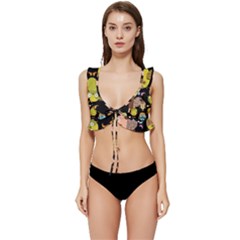 Cute Owls Pattern Low Cut Ruffle Edge Bikini Top by Ket1n9