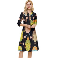 Cute Owls Pattern Classy Knee Length Dress by Ket1n9