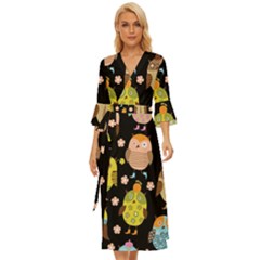 Cute Owls Pattern Midsummer Wrap Dress by Ket1n9