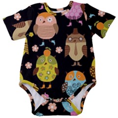 Cute Owls Pattern Baby Short Sleeve Bodysuit by Ket1n9