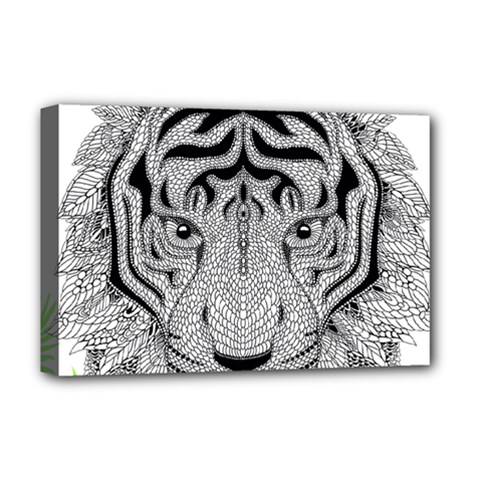 Tiger Head Deluxe Canvas 18  X 12  (stretched) by Ket1n9