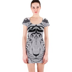 Tiger Head Short Sleeve Bodycon Dress by Ket1n9