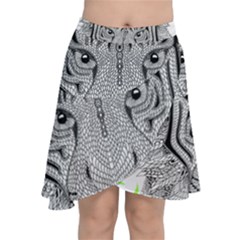 Tiger Head Chiffon Wrap Front Skirt by Ket1n9