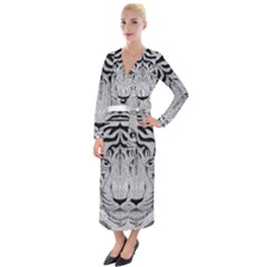 Tiger Head Velvet Maxi Wrap Dress by Ket1n9