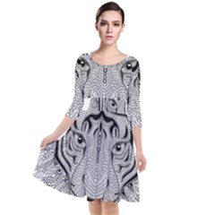 Tiger Head Quarter Sleeve Waist Band Dress by Ket1n9