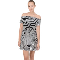 Tiger Head Off Shoulder Chiffon Dress by Ket1n9