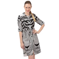 Tiger Head Long Sleeve Mini Shirt Dress by Ket1n9