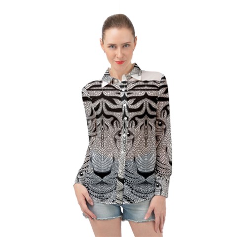 Tiger Head Long Sleeve Chiffon Shirt by Ket1n9