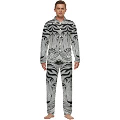 Tiger Head Men s Long Sleeve Velvet Pocket Pajamas Set by Ket1n9