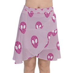 Alien Pattern Pink Chiffon Wrap Front Skirt by Ket1n9