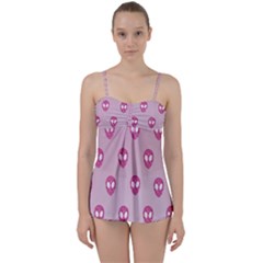 Alien Pattern Pink Babydoll Tankini Set by Ket1n9