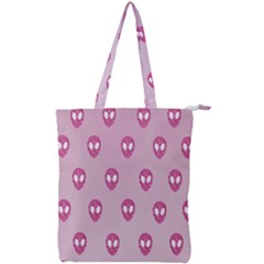 Alien Pattern Pink Double Zip Up Tote Bag by Ket1n9