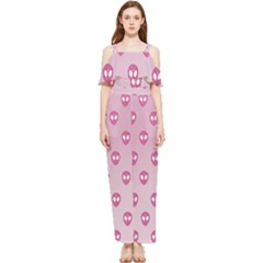 Alien Pattern Pink Draped Sleeveless Chiffon Jumpsuit by Ket1n9