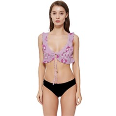 Alien Pattern Pink Low Cut Ruffle Edge Bikini Top by Ket1n9