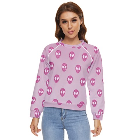 Alien Pattern Pink Women s Long Sleeve Raglan T-shirt by Ket1n9