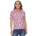 Alien Pattern Pink Women s Short Sleeve Double Pocket Shirt View1