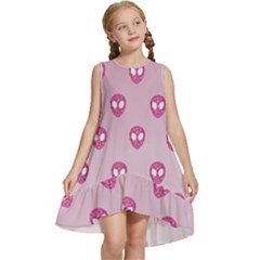 Alien Pattern Pink Kids  Frill Swing Dress by Ket1n9