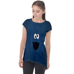 Funny Face Cap Sleeve High Low Top by Ket1n9