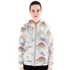 Dinosaur Art Pattern Women s Zipper Hoodie by Ket1n9