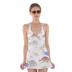 Dinosaur Art Pattern Halter Dress Swimsuit  by Ket1n9