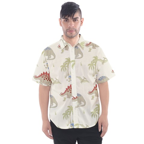 Dinosaur Art Pattern Men s Short Sleeve Shirt by Ket1n9